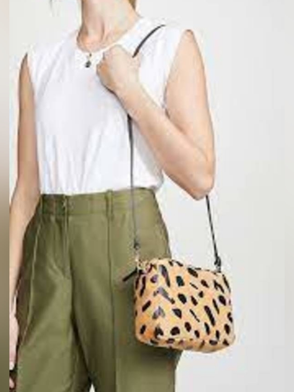 CLARE V. CROSSBODY BAG WITH LEOPARD PRINT New
